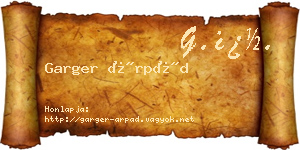 Garger Árpád névjegykártya